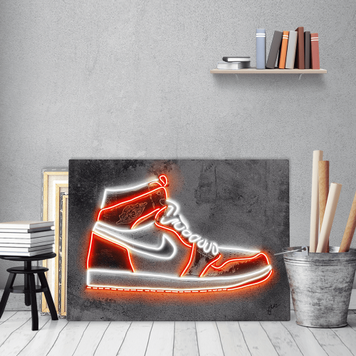 Πίνακας σε Καμβά :Jordan Sneaker Neon Art