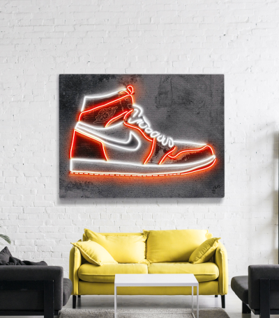 Πίνακας σε Καμβά :Jordan Sneaker Neon Art