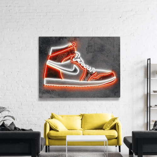 Πίνακας σε Καμβά :Jordan Sneaker Neon Art