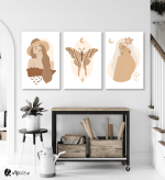 Σύνθεση Με Πίνακες Καμβάδες 60x40 - 3 Τεμάχια - Butterfly woman art