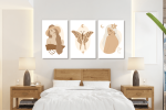 Σύνθεση Με Πίνακες Καμβάδες 60x40 - 3 Τεμάχια - Butterfly woman art