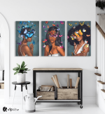 Σύνθεση Με Πίνακες Καμβάδες 60x40 - 3 Τεμάχια - Portraits Butterfly art