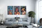 Σύνθεση Με Πίνακες Καμβάδες 60x40 - 3 Τεμάχια - Portraits Butterfly art
