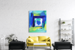 Πίνακας σε Καμβά : Abstract Blue Yellow and Green Canvas