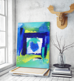 Πίνακας σε Καμβά : Abstract Blue Yellow and Green Canvas