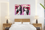 Σύνθεση με πίνακες Καμβάδες : Creative Pink Canvas with woman and flowers - 2 Τεμάχια 70x50