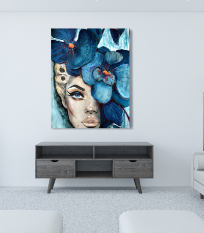 Πίνακας σε Καμβά : Blue Orchid Woman Portrait