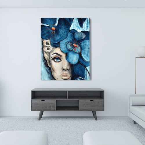 Πίνακας σε Καμβά : Blue Orchid Woman Portrait