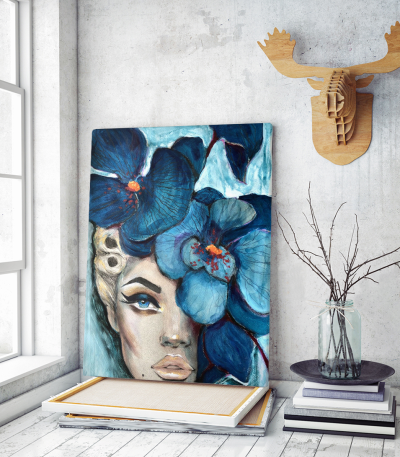 Πίνακας σε Καμβά : Blue Orchid Woman Portrait