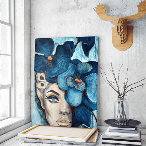 Πίνακας σε Καμβά : Blue Orchid Woman Portrait