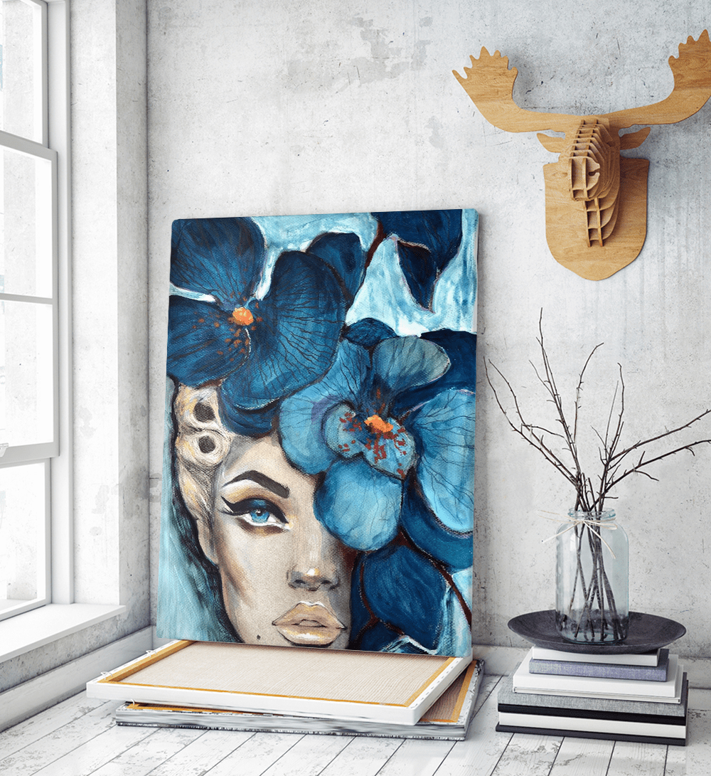 Πίνακας σε Καμβά : Blue Orchid Woman Portrait