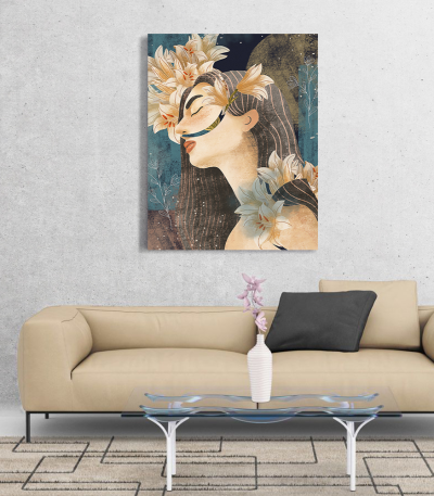 Πίνακας σε Καμβά : Floral Girl Art