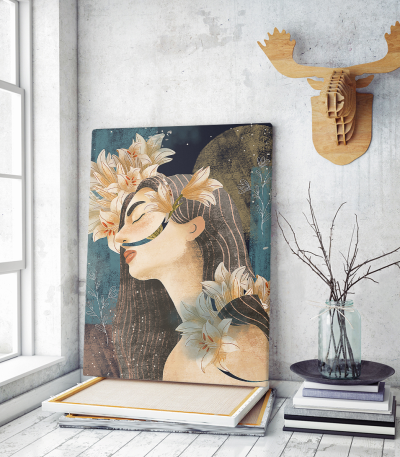 Πίνακας σε Καμβά : Floral Girl Art