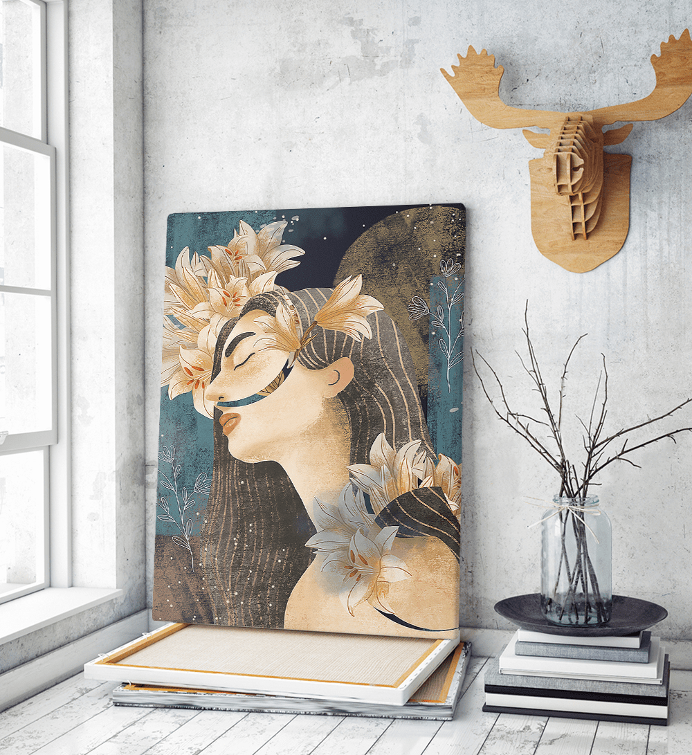 Πίνακας σε Καμβά : Floral Girl Art