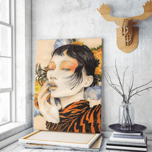 Πίνακας σε Καμβά : Korean Girl Tiger Stripes