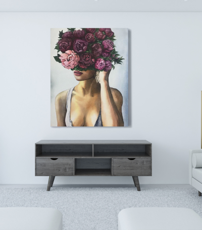 Πίνακας σε Καμβά : Floral Lady Canvas Art
