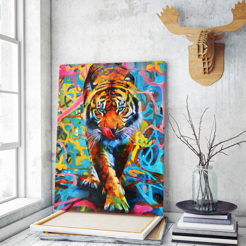 Πίνακας σε Καμβά : Colorful Tiger Art