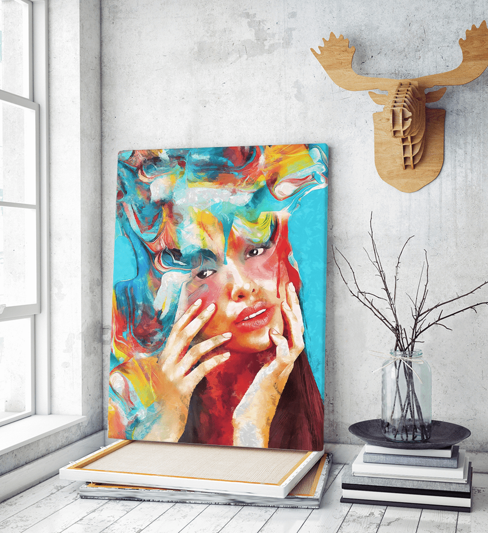 Πίνακας σε Καμβά : Colorful Lady Portrait