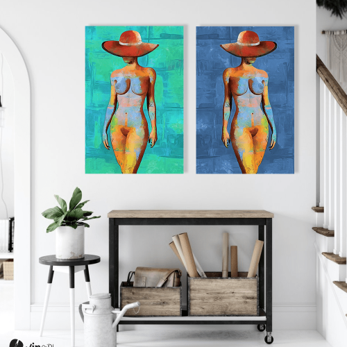 Σύνθεση με πίνακες Καμβάδες : Nude Art Model - 2 Τεμάχια 70x50