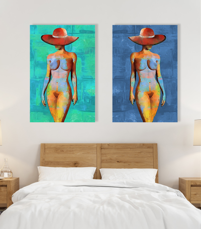 Σύνθεση με πίνακες Καμβάδες : Nude Art Model - 2 Τεμάχια 70x50