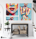 Σύνθεση Με Πίνακες Καμβάδες 105x70- 3 Τεμάχια - Abstract Lady