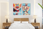 Σύνθεση Με Πίνακες Καμβάδες 105x70- 3 Τεμάχια - Abstract Lady