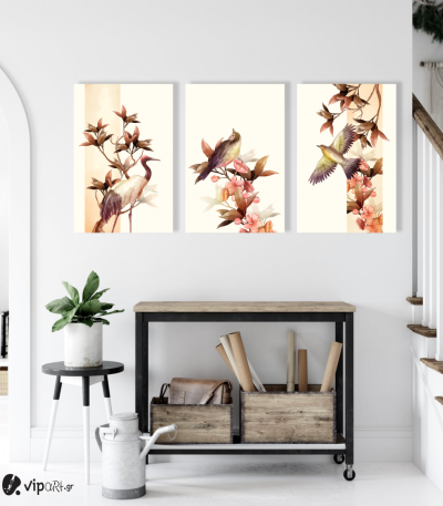 Σύνθεση Με Πίνακες Καμβάδες 60x40 - 3 Τεμάχια - Japanese Art