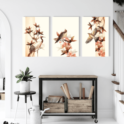 Σύνθεση Με Πίνακες Καμβάδες 60x40 - 3 Τεμάχια - Japanese Art