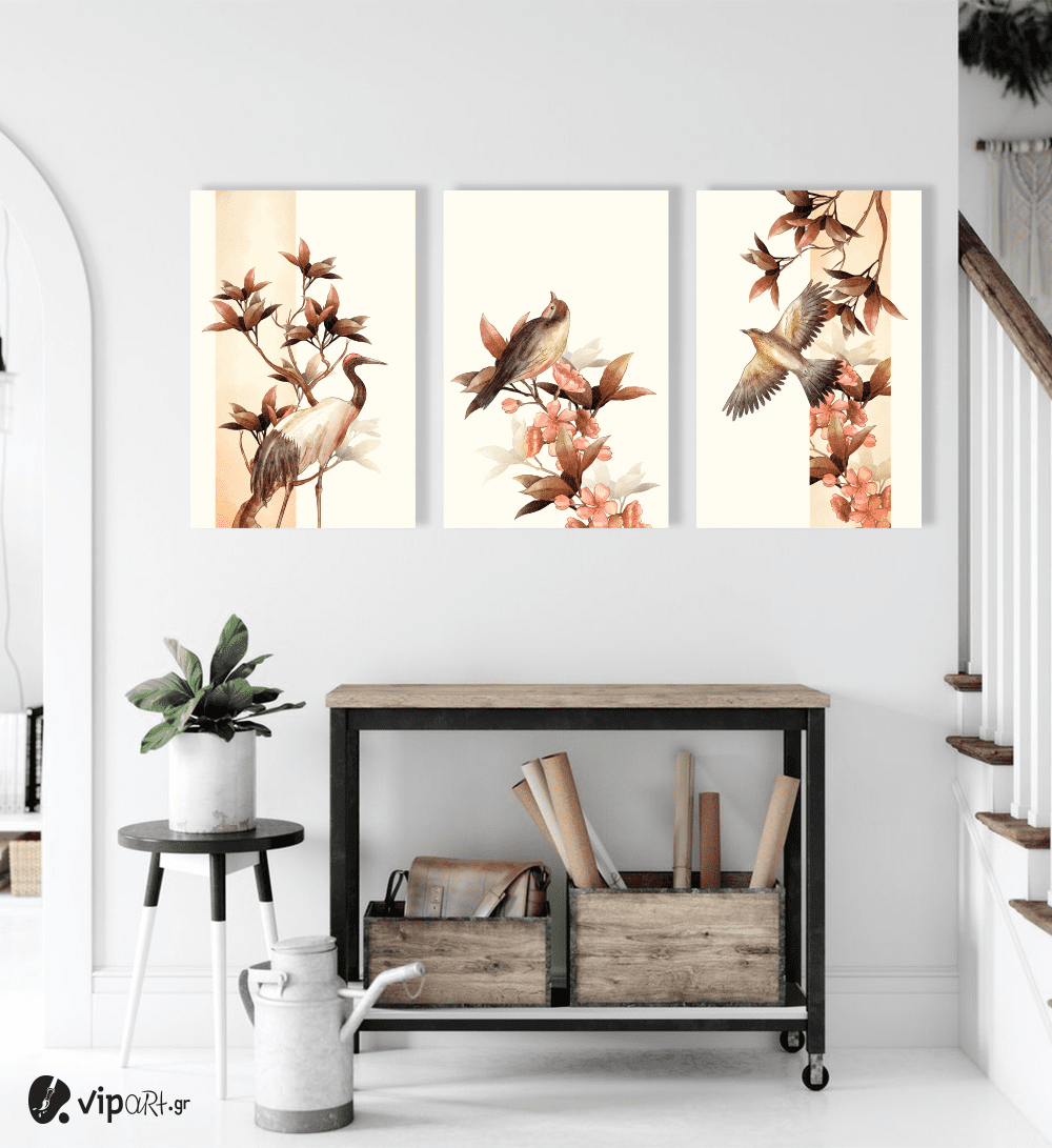 Σύνθεση Με Πίνακες Καμβάδες 60x40 - 3 Τεμάχια - Japanese Art