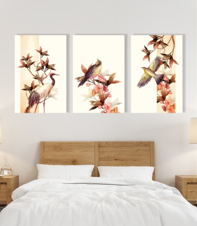 Σύνθεση Με Πίνακες Καμβάδες 60x40 - 3 Τεμάχια - Japanese Art