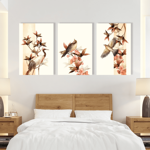 Σύνθεση Με Πίνακες Καμβάδες 60x40 - 3 Τεμάχια - Japanese Art