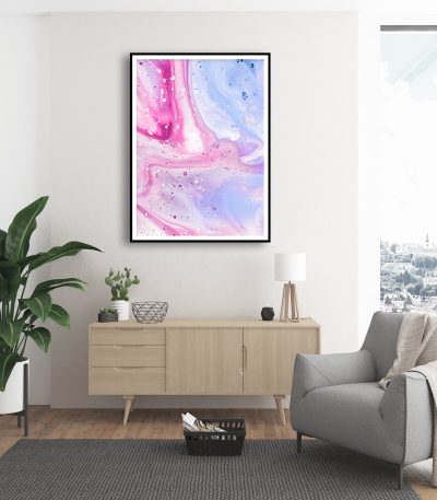 Εκτύπωση σε Αφίσα Χαρτί Abstract Pink Mauve Wave