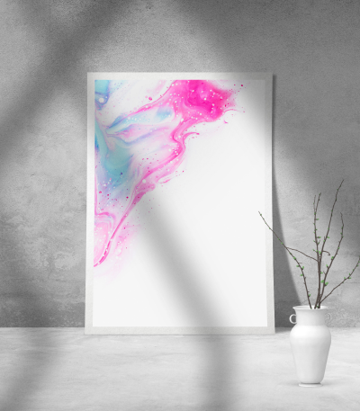 Εκτύπωση σε Αφίσα Χαρτί Abstract White Pink Blue Art