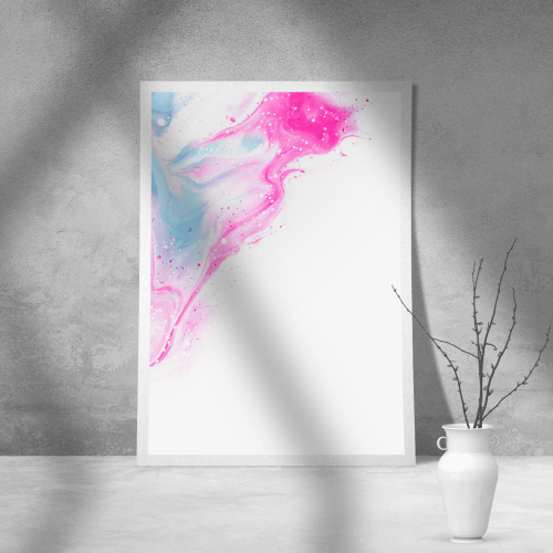 Εκτύπωση σε Αφίσα Χαρτί Abstract White Pink Blue Art