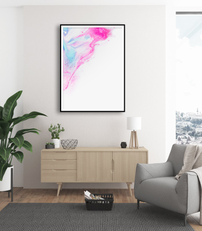 Εκτύπωση σε Αφίσα Χαρτί Abstract White Pink Blue Art
