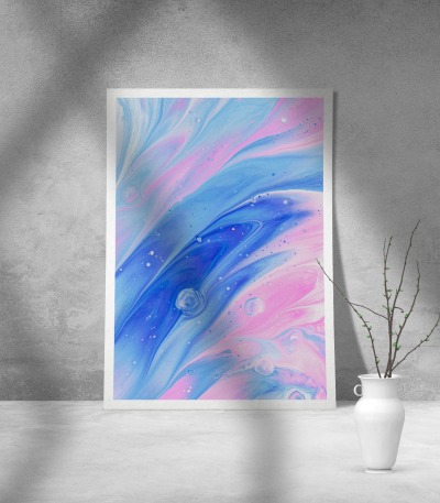 Εκτύπωση σε Αφίσα Χαρτί Abstract Pink Blue Art