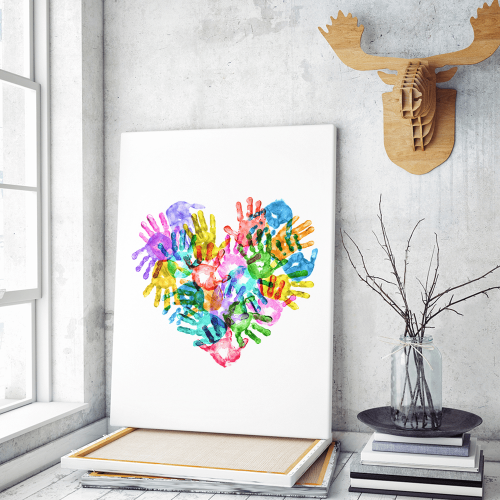 Πίνακας σε Καμβά : Colorful Hand Heart