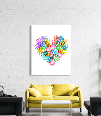 Πίνακας σε Καμβά : Colorful Hand Heart