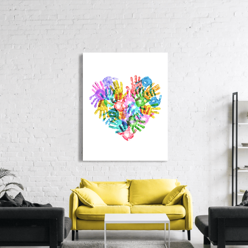 Πίνακας σε Καμβά : Colorful Hand Heart