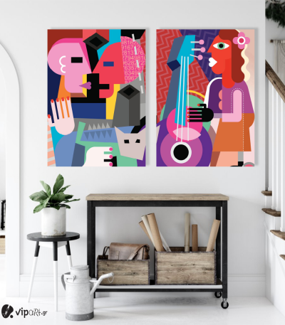 Σύνθεση με πίνακες Καμβάδες : Colorful Abstract Canvas - 2 Τεμάχια 70x50