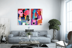 Σύνθεση με πίνακες Καμβάδες : Colorful Abstract Canvas - 2 Τεμάχια 70x50