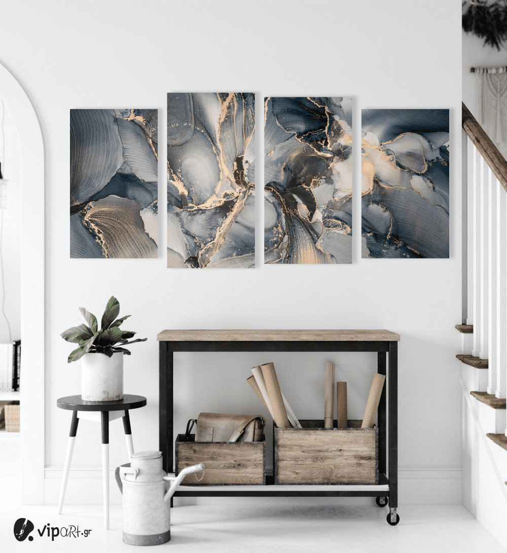 Πίνακας Καμβάς Τετράπτυχος Abstract Marble