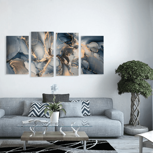 Πίνακας Καμβάς Τετράπτυχος Abstract Marble