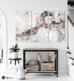 Μοντέρνος Τρίπτυχος Καμβάς Abstract Marble with Pink Gold