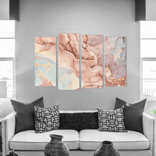 Πίνακας Καμβάς Τετράπτυχος Abstract Pink-Blue-Purple Tone Marble