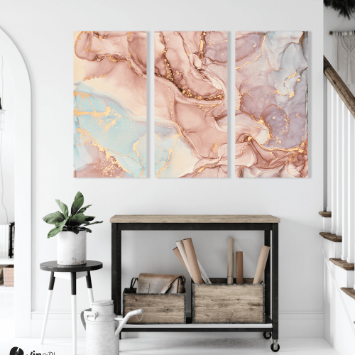 Μοντέρνος Τρίπτυχος Καμβάς Abstract Pink-Blue-Purple Tone Marble