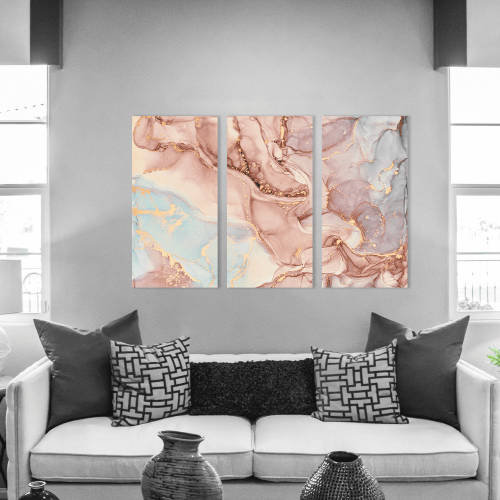 Μοντέρνος Τρίπτυχος Καμβάς Abstract Pink-Blue-Purple Tone Marble