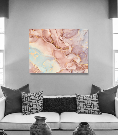 Πίνακας σε Καμβά : Abstract Pink-Blue-Purple Tone Marble