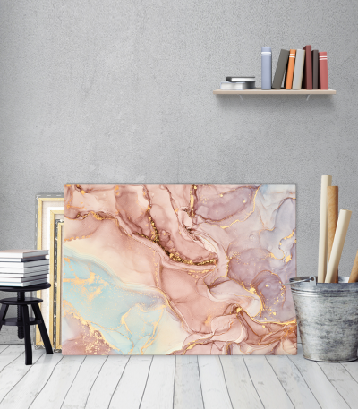 Πίνακας σε Καμβά : Abstract Pink-Blue-Purple Tone Marble