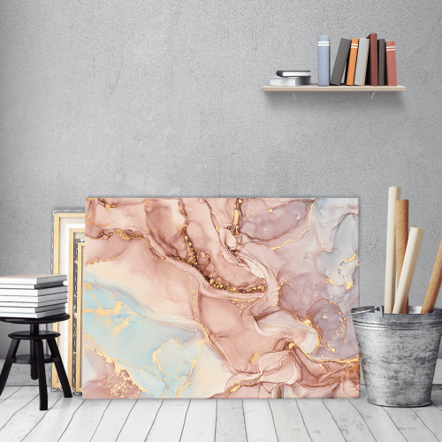 Πίνακας σε Καμβά : Abstract Pink-Blue-Purple Tone Marble